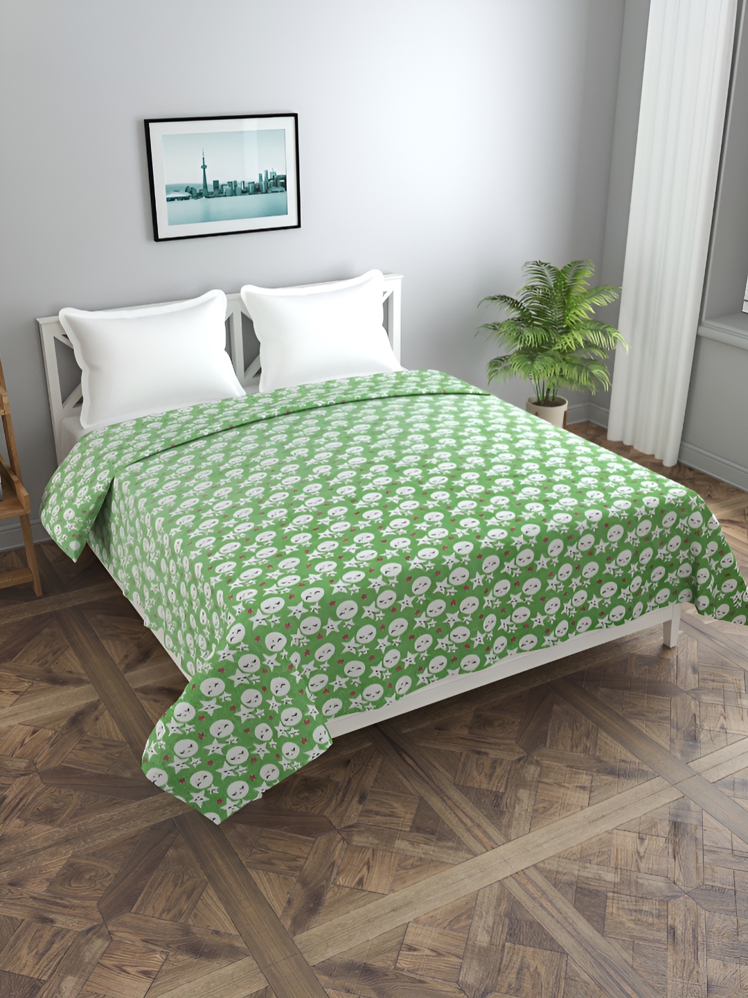 

MORADO Green & White Printed 190 GSM Double Bed Duvet Cover With Zipper