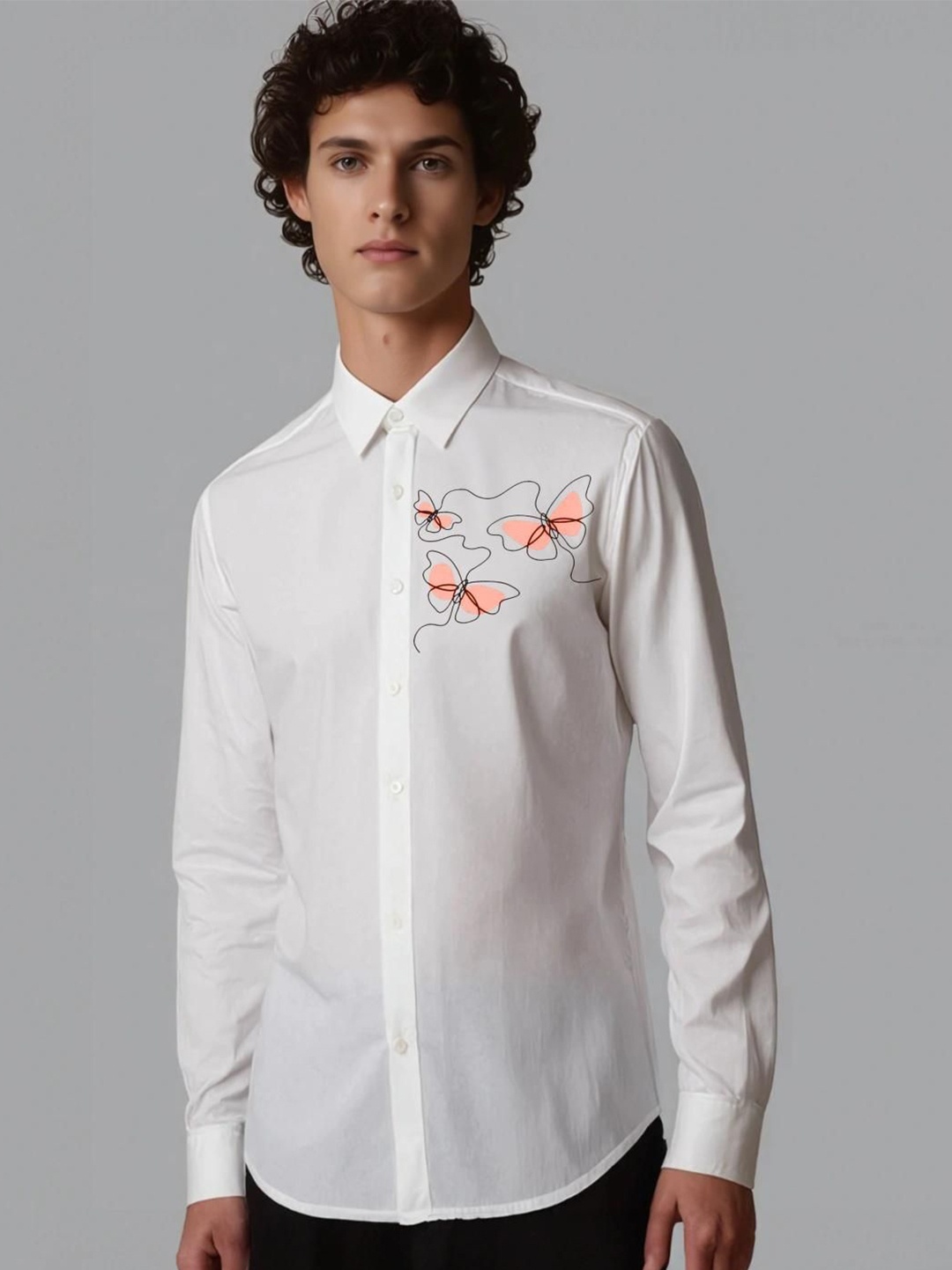 

HE SPOKE Men Smart Tailored Fit Opaque Casual Shirt, White