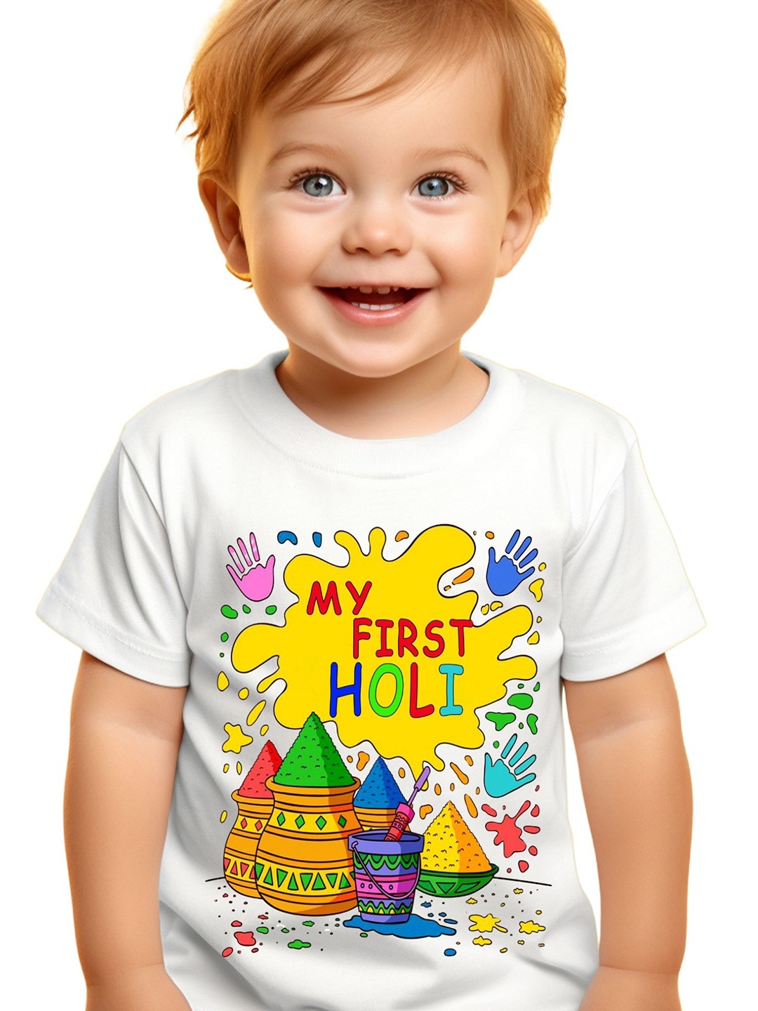 

itsmycostume Unisex Kids My First holi tshirts, White