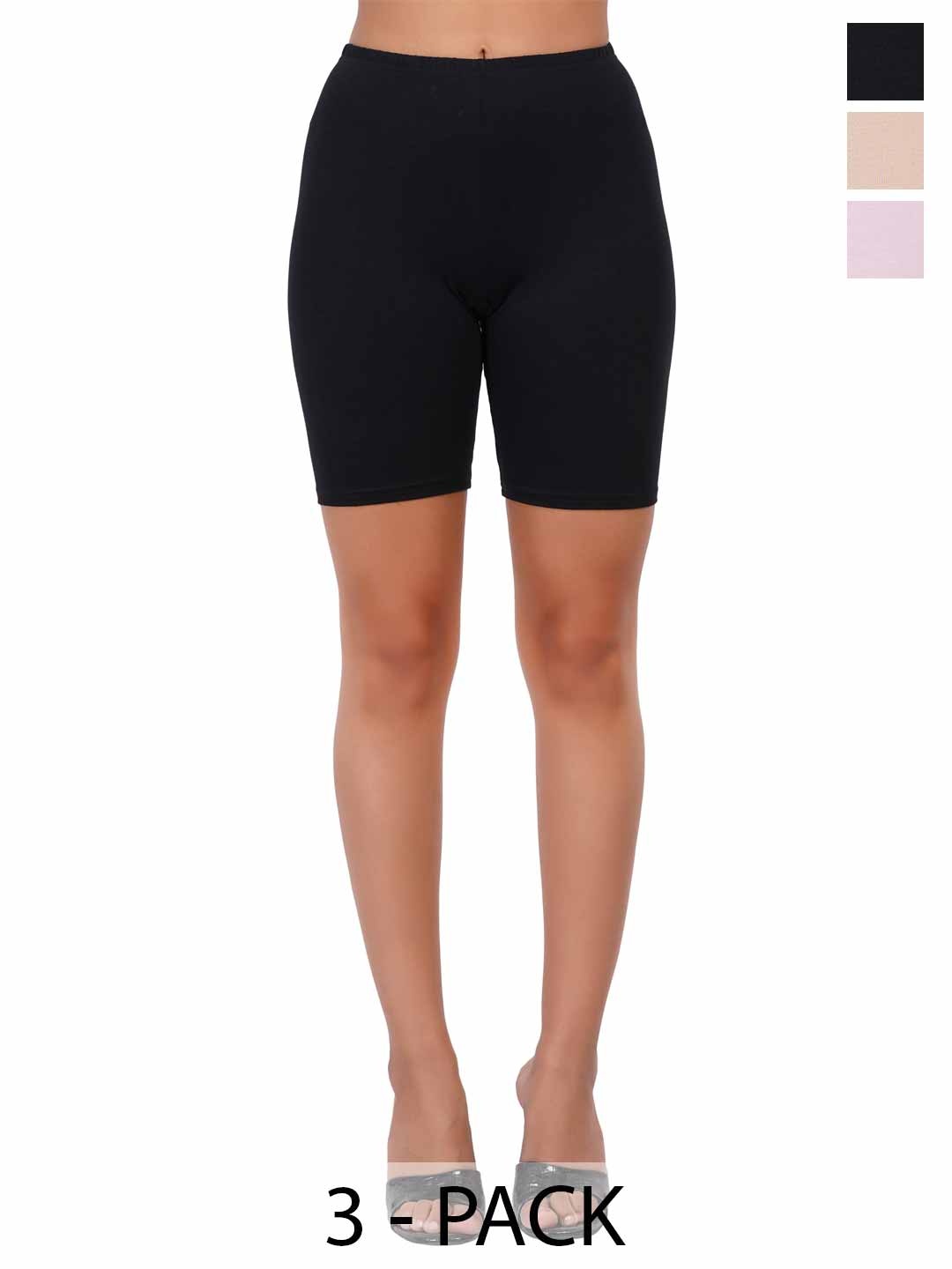 

Liigne Women Pack Of 3 Slim Fit Rapid-Dry Sports Shorts, Black