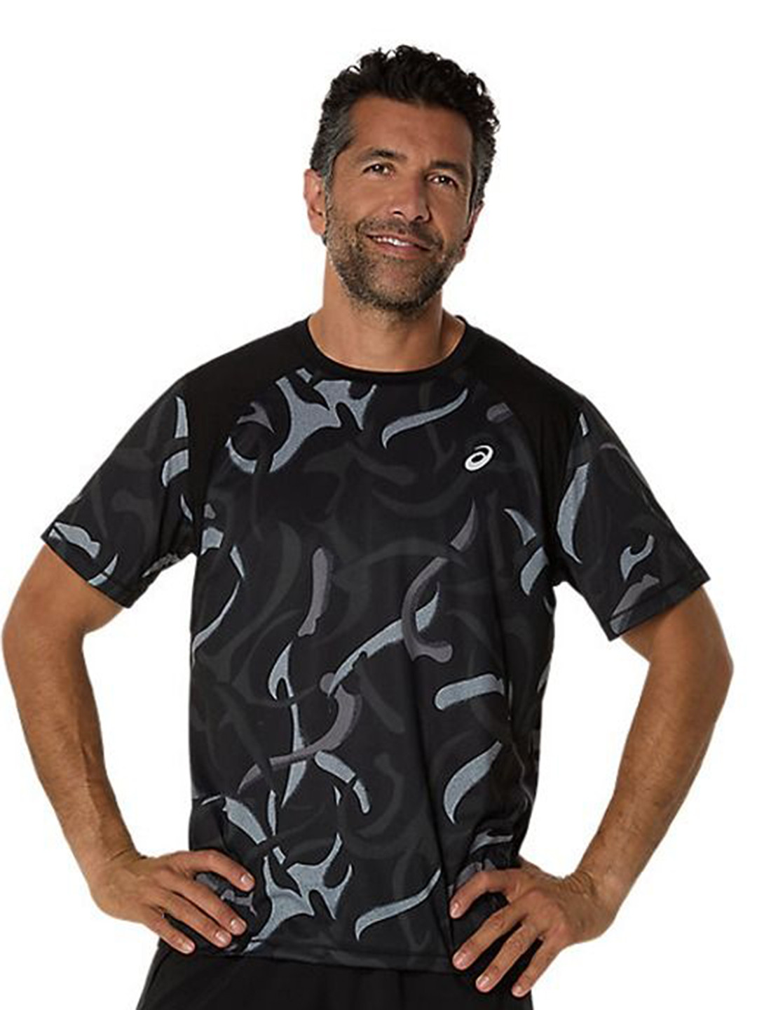 

ASICS Men Abstract Printed Round Neck T-shirt, Black