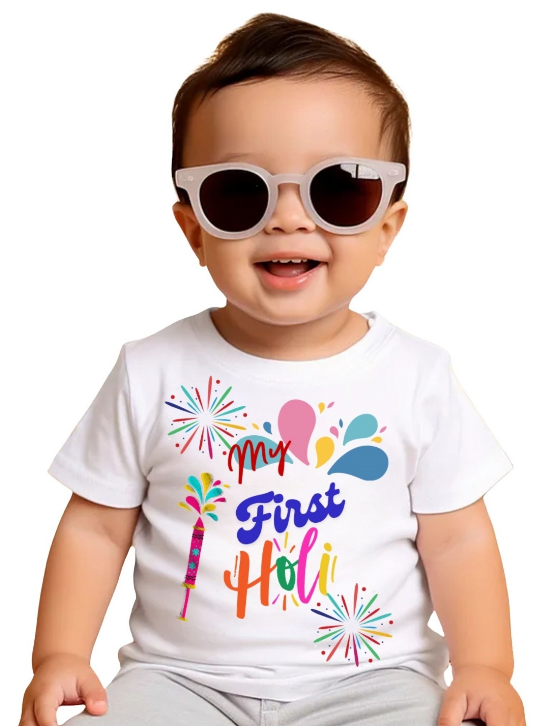 

itsmycostume Unisex Kids My First holi tshirts, White