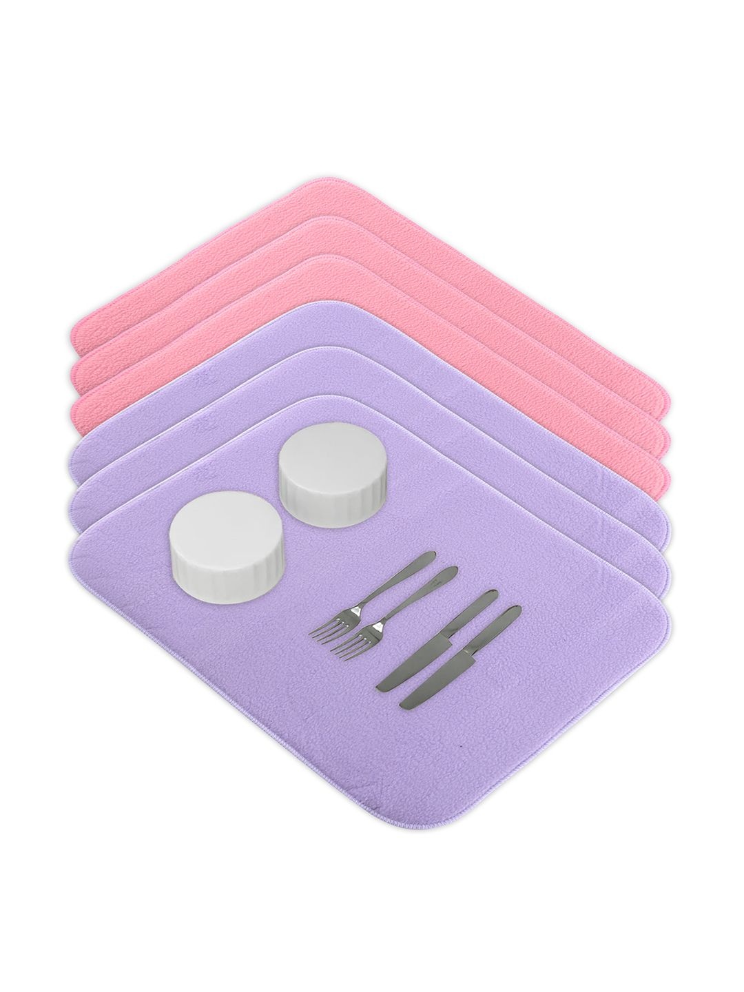 

Kuber Industries 6-Pcs Pink & Purple Non Slip Dish Drying Mats