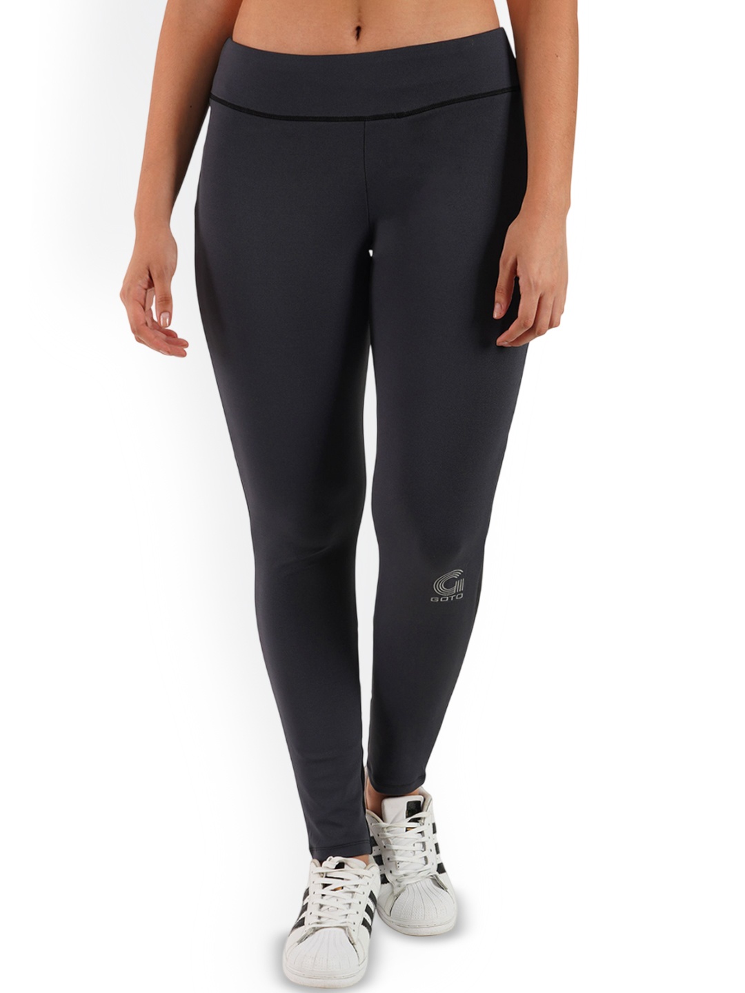 

GOTO Women Color-Blocked Dri-Fit Ankle Length Tights, Black