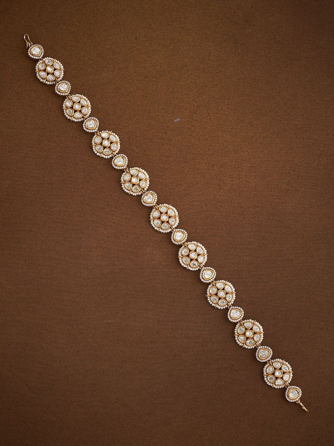 

Kushal's Fashion Jewellery Victorian-Plated Kundan Studded Maang Tikka Head Jewellery, Gold