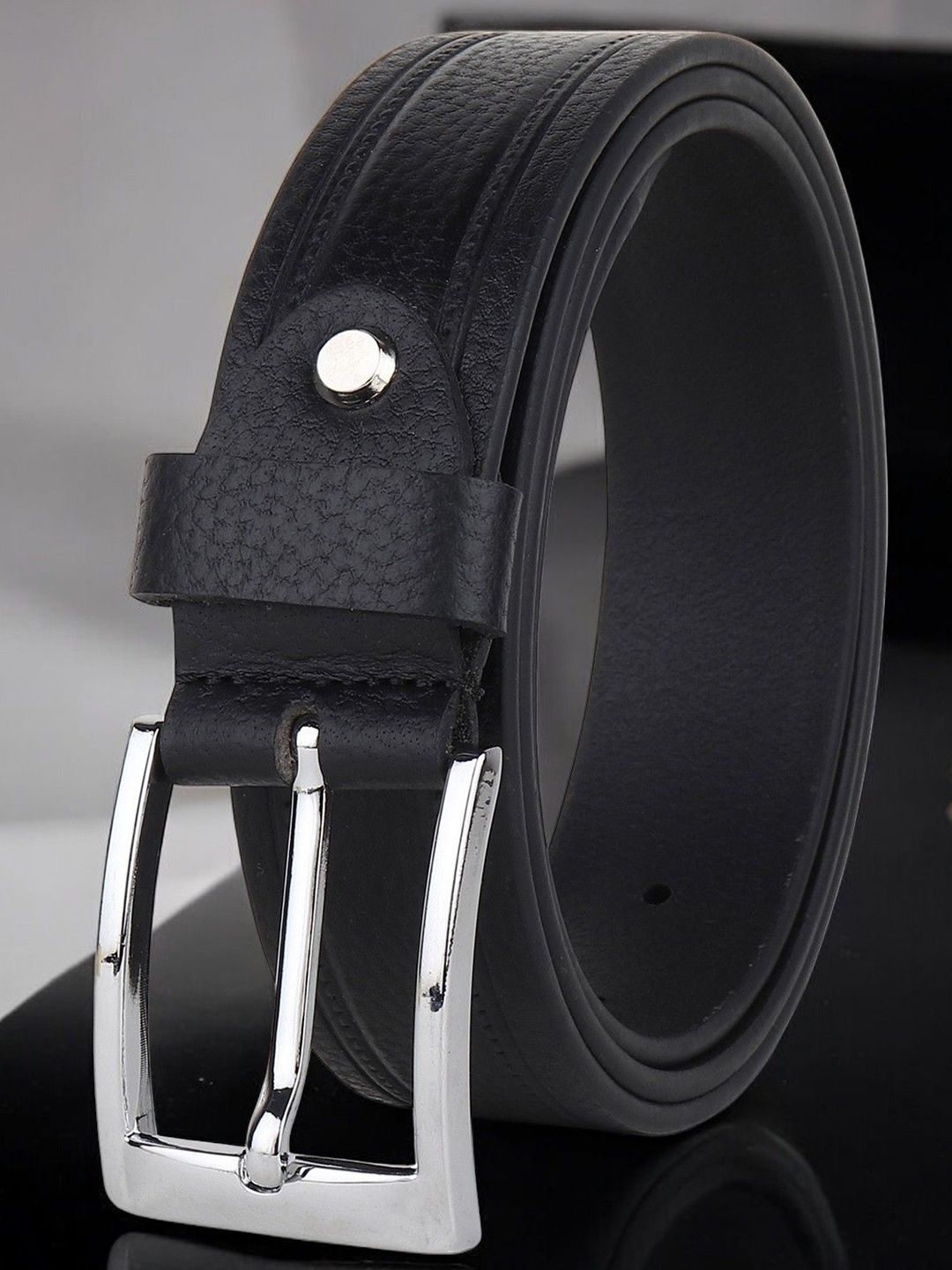 

Metronaut Men Textured Leather Formal Belt, Black