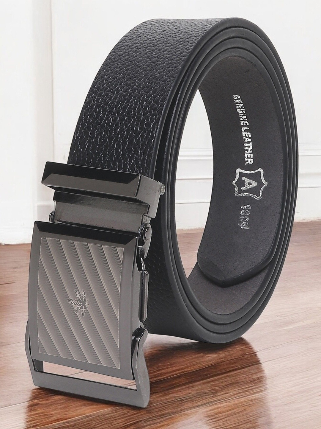 

Metronaut Men Textured Leather Formal Belt, Black