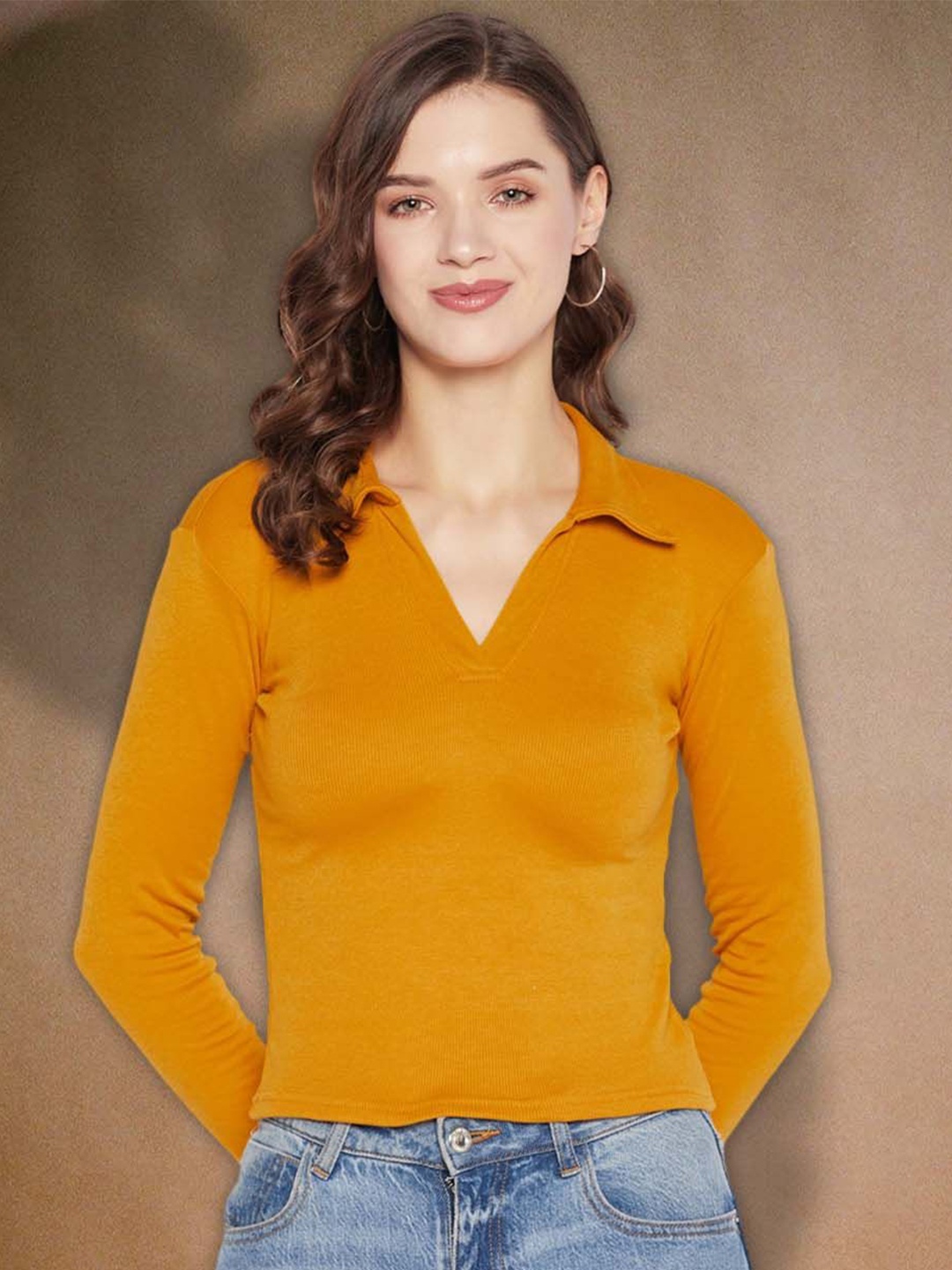 

all about you Women Shirt Collar Top, Mustard