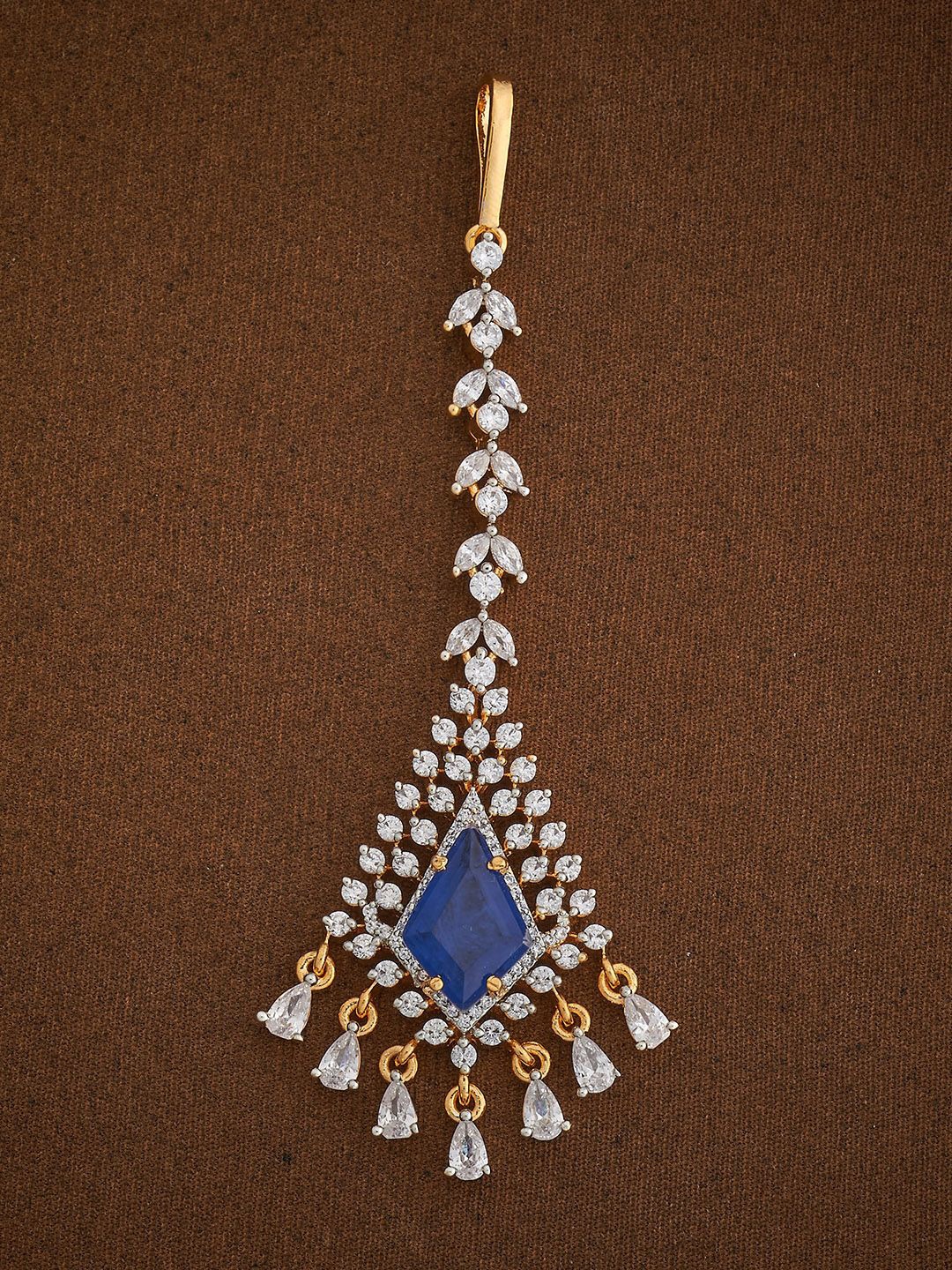 

Kushal's Fashion Jewellery Gold-Plated Zircon Studded Maang Tikka Head Jewellery
