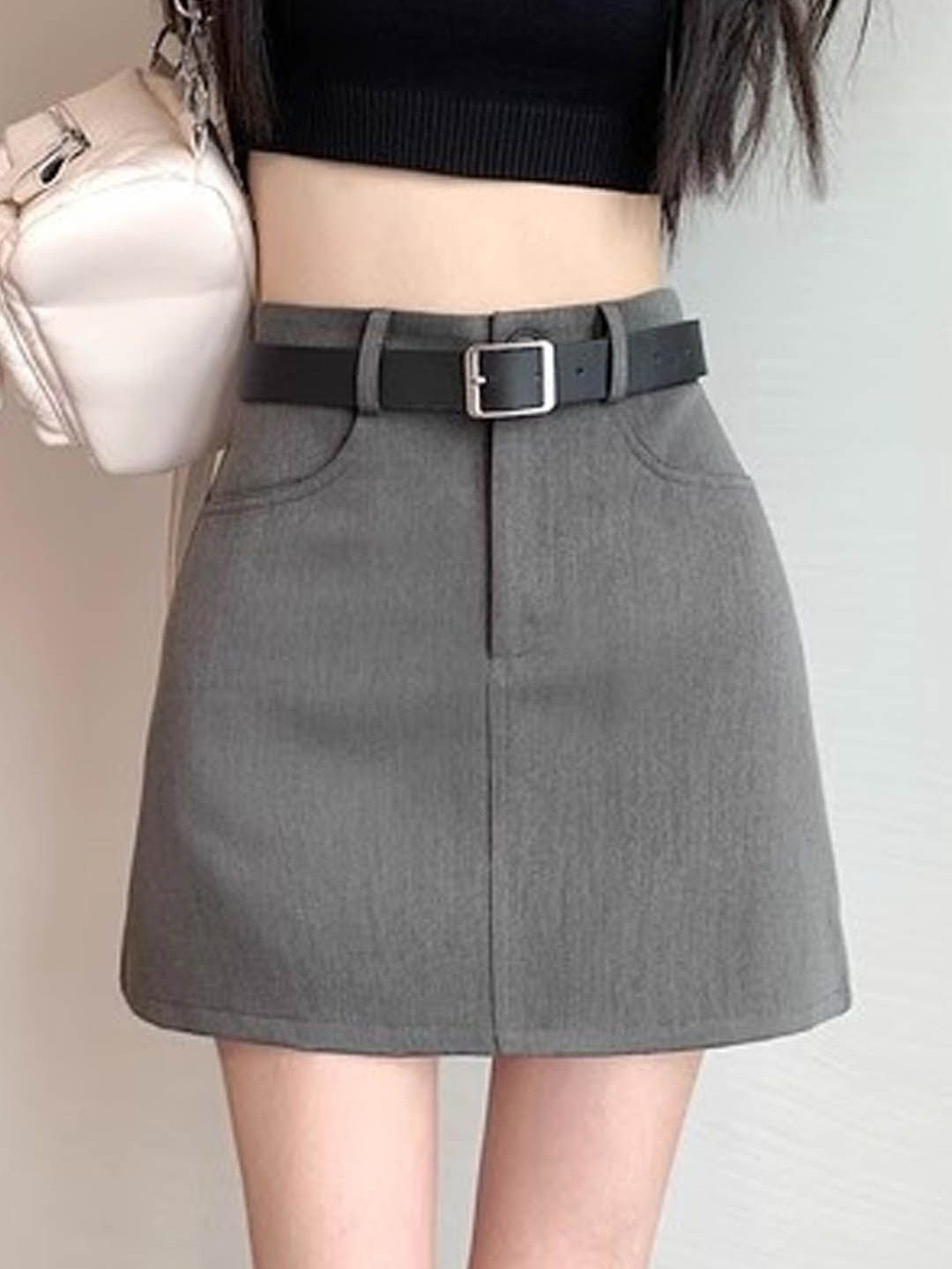 

StyleCast A-Line Mini Skirt, Grey