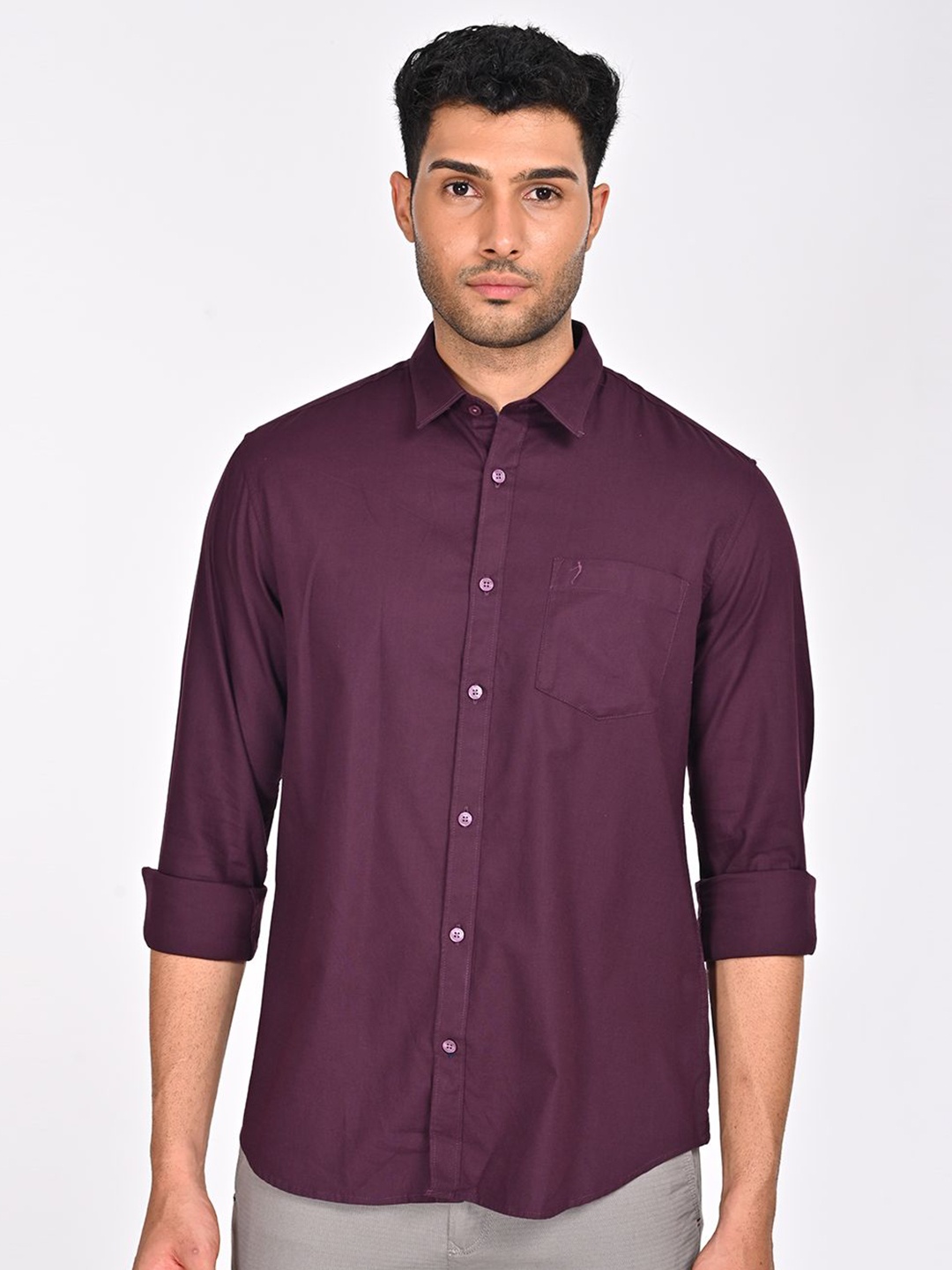 

Indian Terrain Men Classic Slim Fit Opaque Casual Shirt, Red