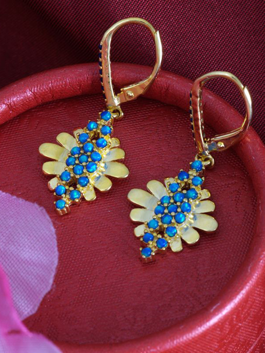 

Tuanz Silver Jewelry 925 Sterling Silver Rhodium-Plated Contemporary Shaped Drop Earrings, Gold