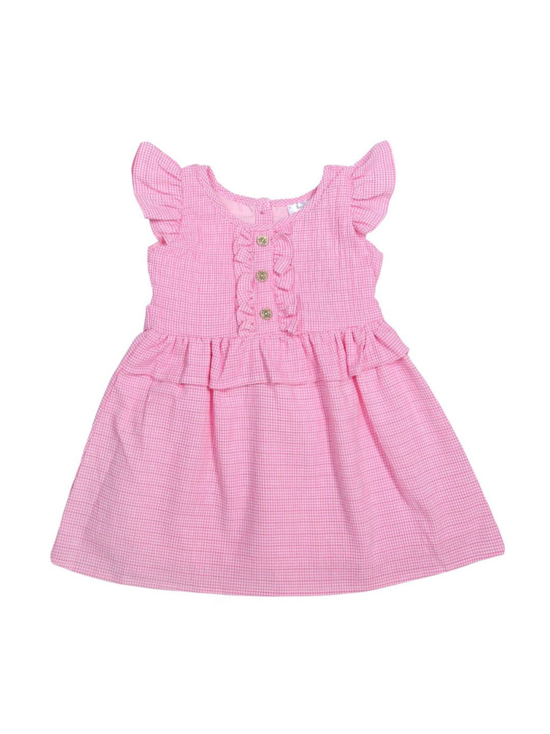 

Doodle Girl Round Neck Flutter Sleeves Knee Length Fit & Flare Dress, Pink