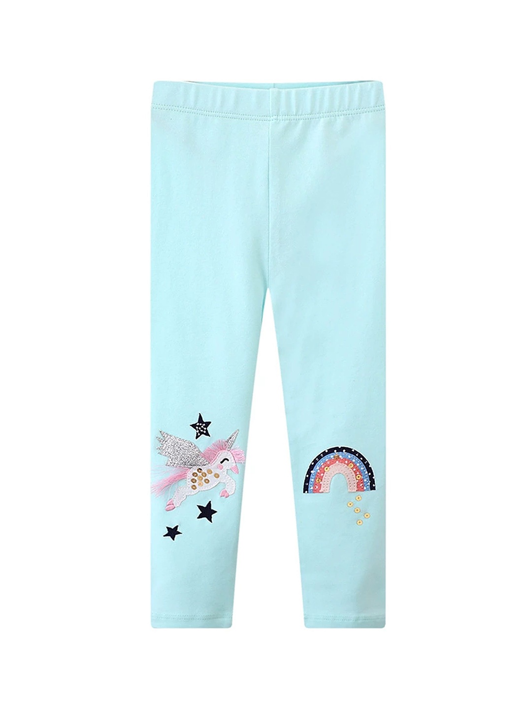 

LULU & SKY Infant Girls Applique Mid-Rise Ankle-Length Leggings, Blue