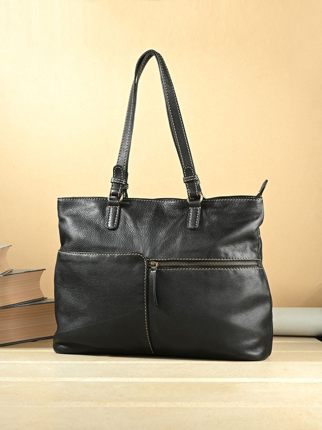 

Overdrive Leather Shopper Shoulder Bag, Black