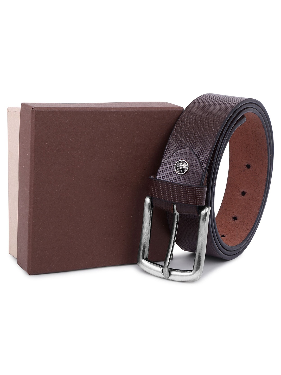 

Metronaut Men Textured Leather Formal Belt, Brown