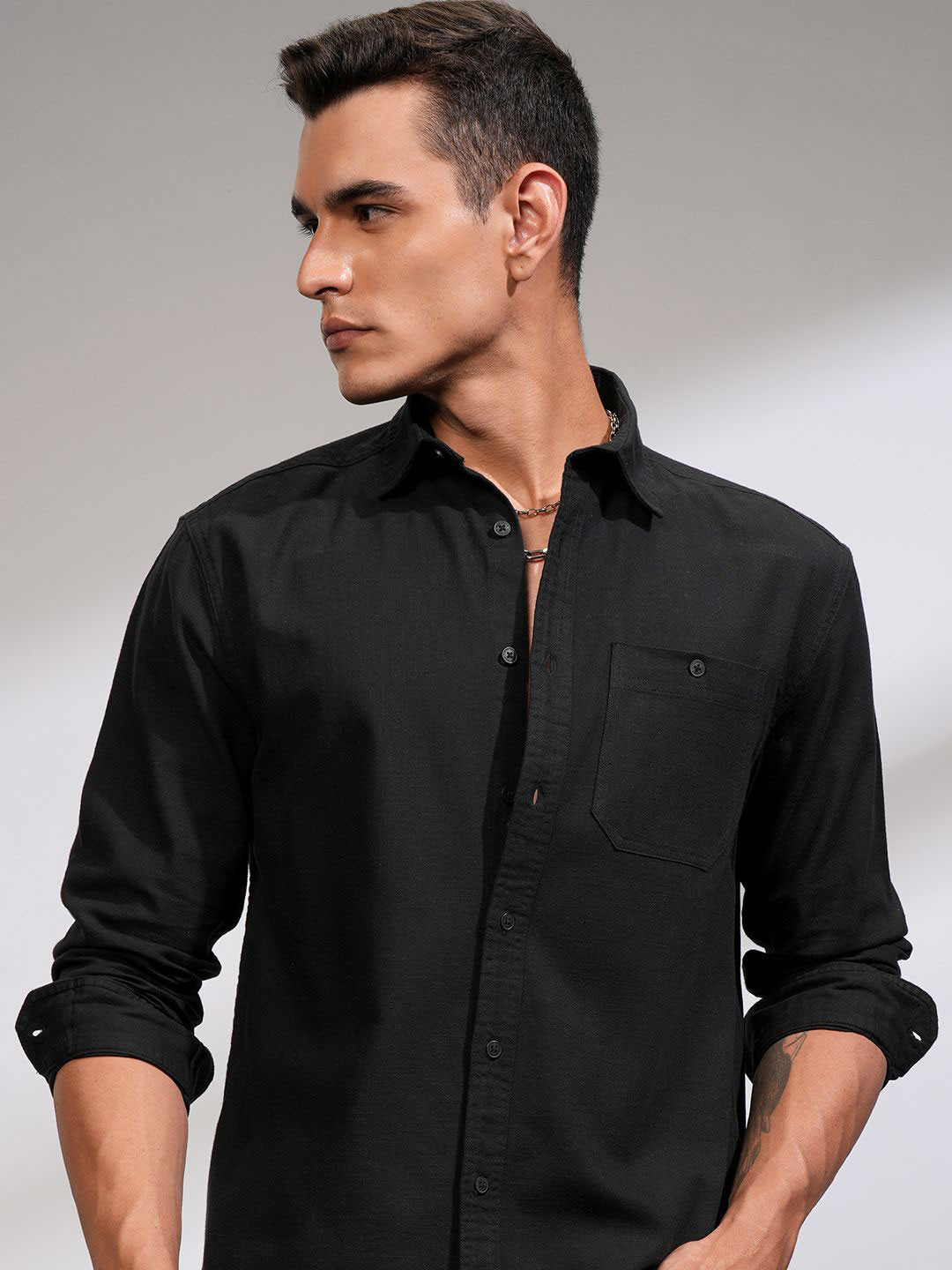 

HIGHLANDER Men Opaque Casual Shirt, Black