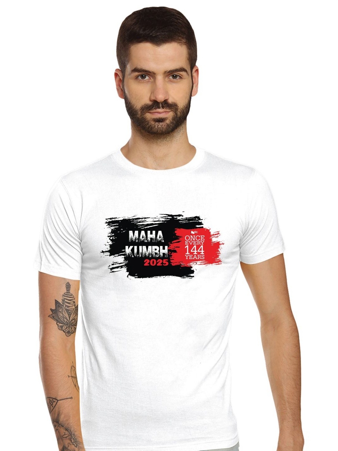 

Tantra Men Printed Applique T-shirt, White