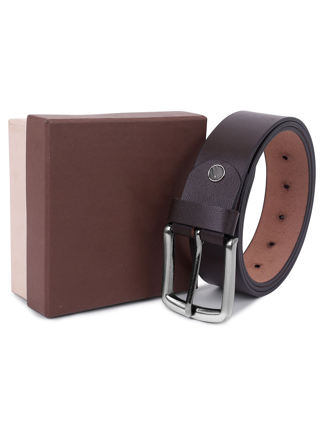 

Metronaut Men Textured Leather Formal Belt, Brown