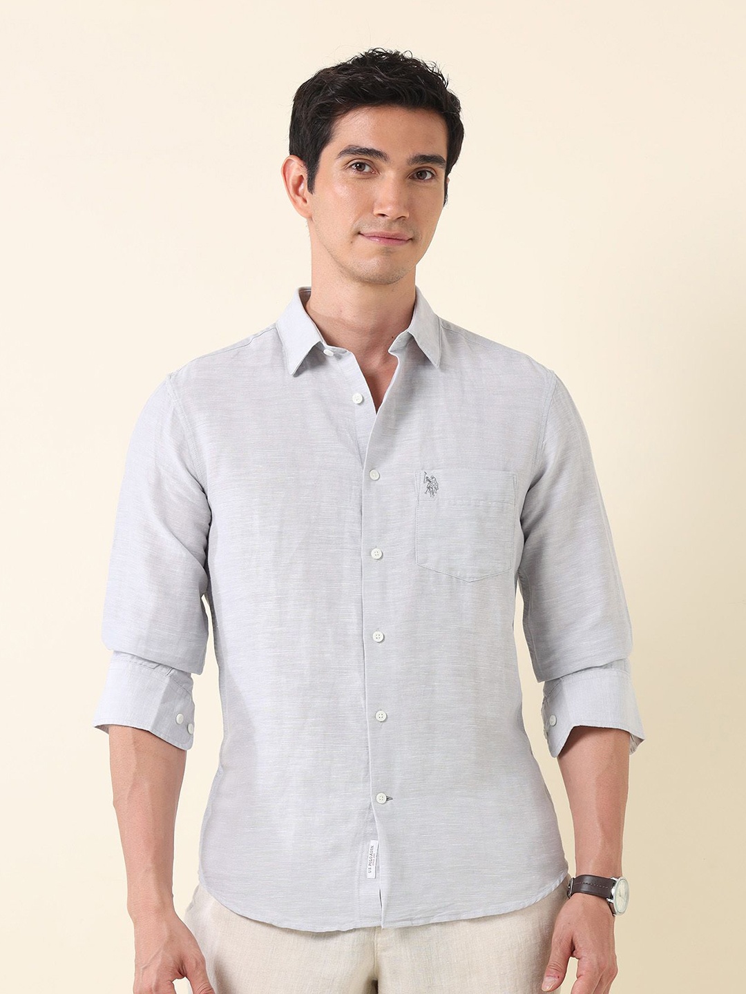 

U.S. Polo Assn. Men Classic Tailored Fit Opaque Casual Shirt, Grey