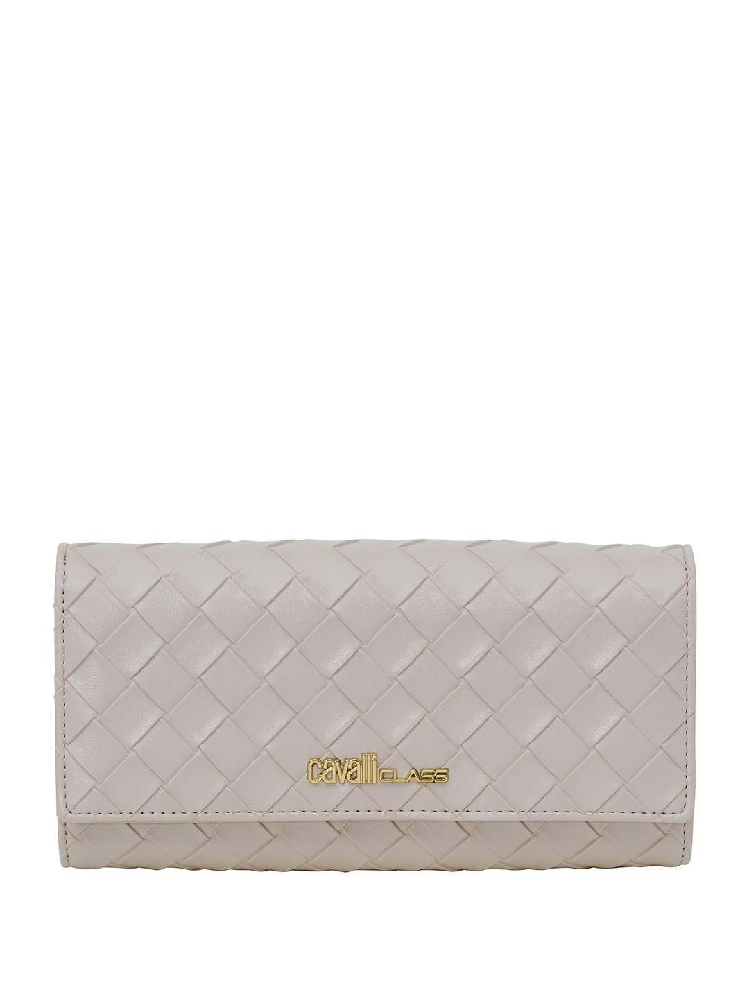 

Cavalli Class Women Textured Two Fold Wallet, Beige