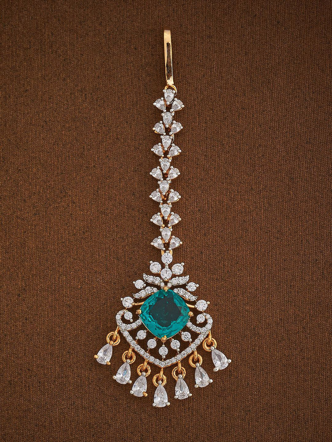 

Kushal's Fashion Jewellery Gold-Plated Artificial Stones and Beads Studded Maang Tikka