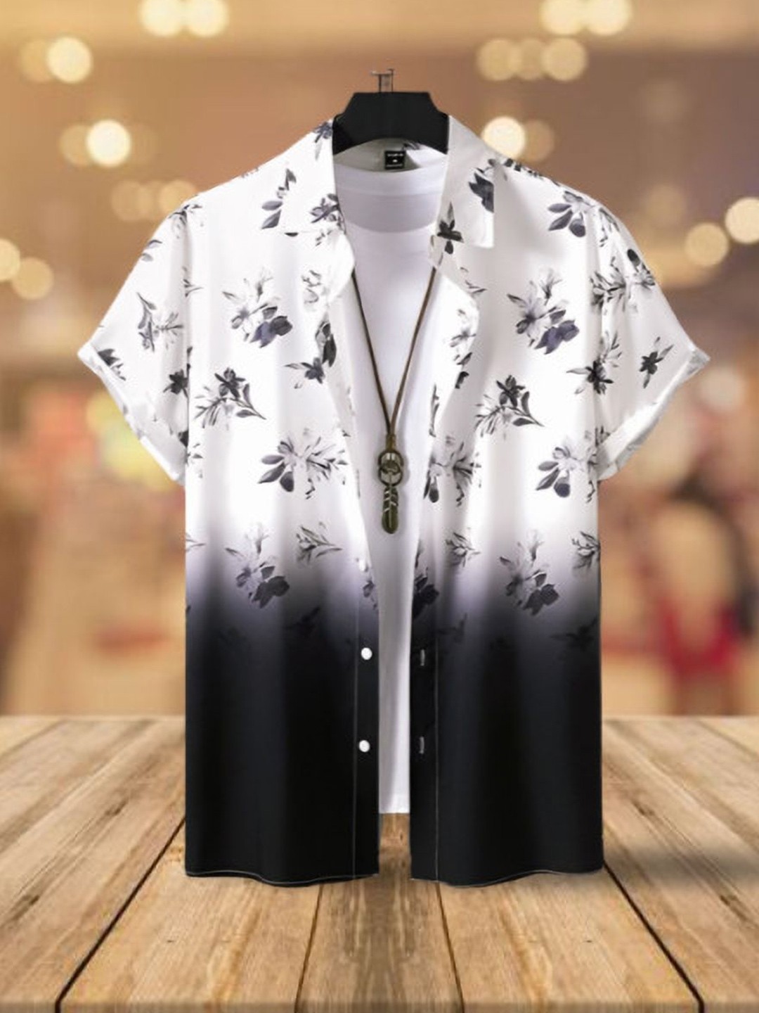 

iCome Men Classic Floral Opaque Printed Casual Shirt, Black