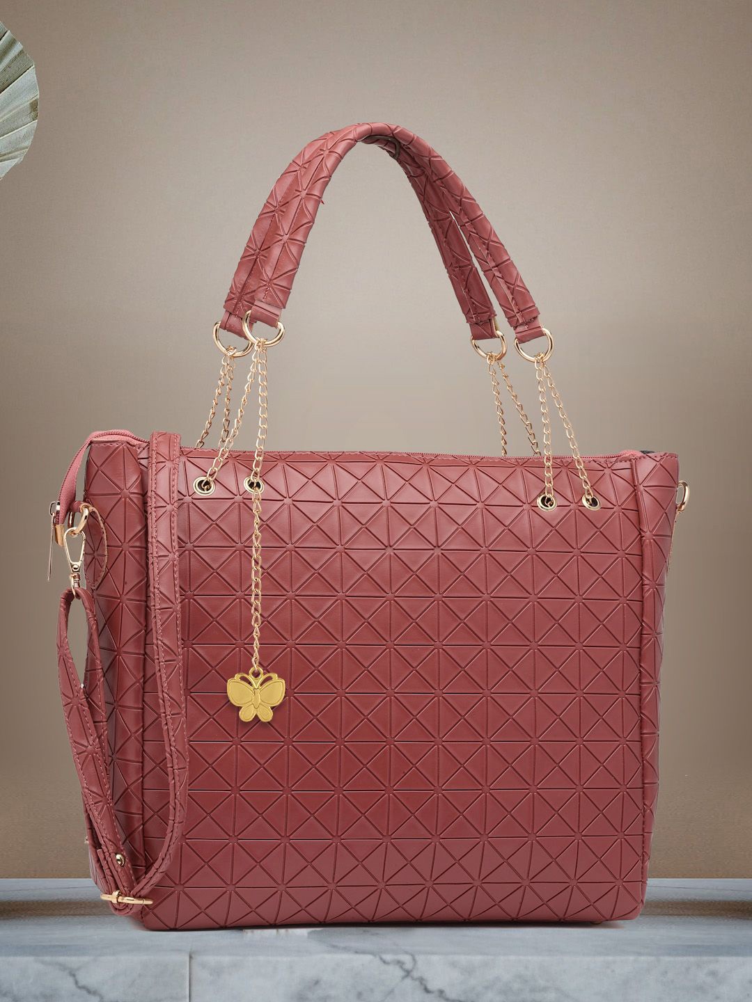 

Butterflies PU Structured Shoulder Bag, Mauve