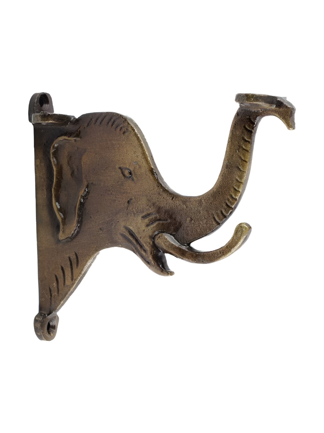 

Indianshelf Bronze Toned Elephant Head Wall Hanging Plant Holder Iron Bracket