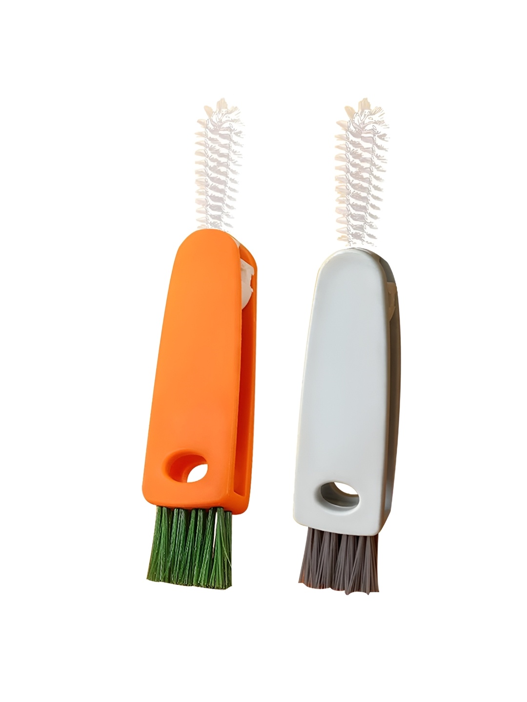 

Baskety Orange Colored & Grey 2 Pieces 3 in 1 Bottle Cleaning Brush Tools