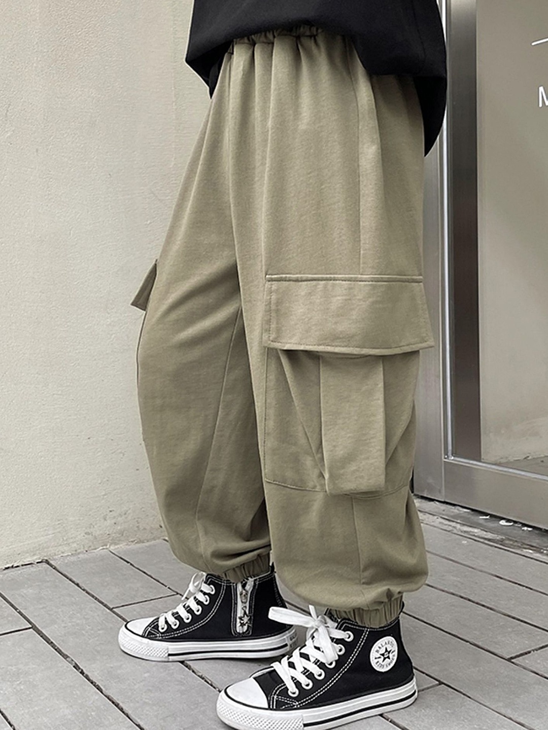 

LULU & SKY Boys Tapered Fit Joggers Trousers, Green