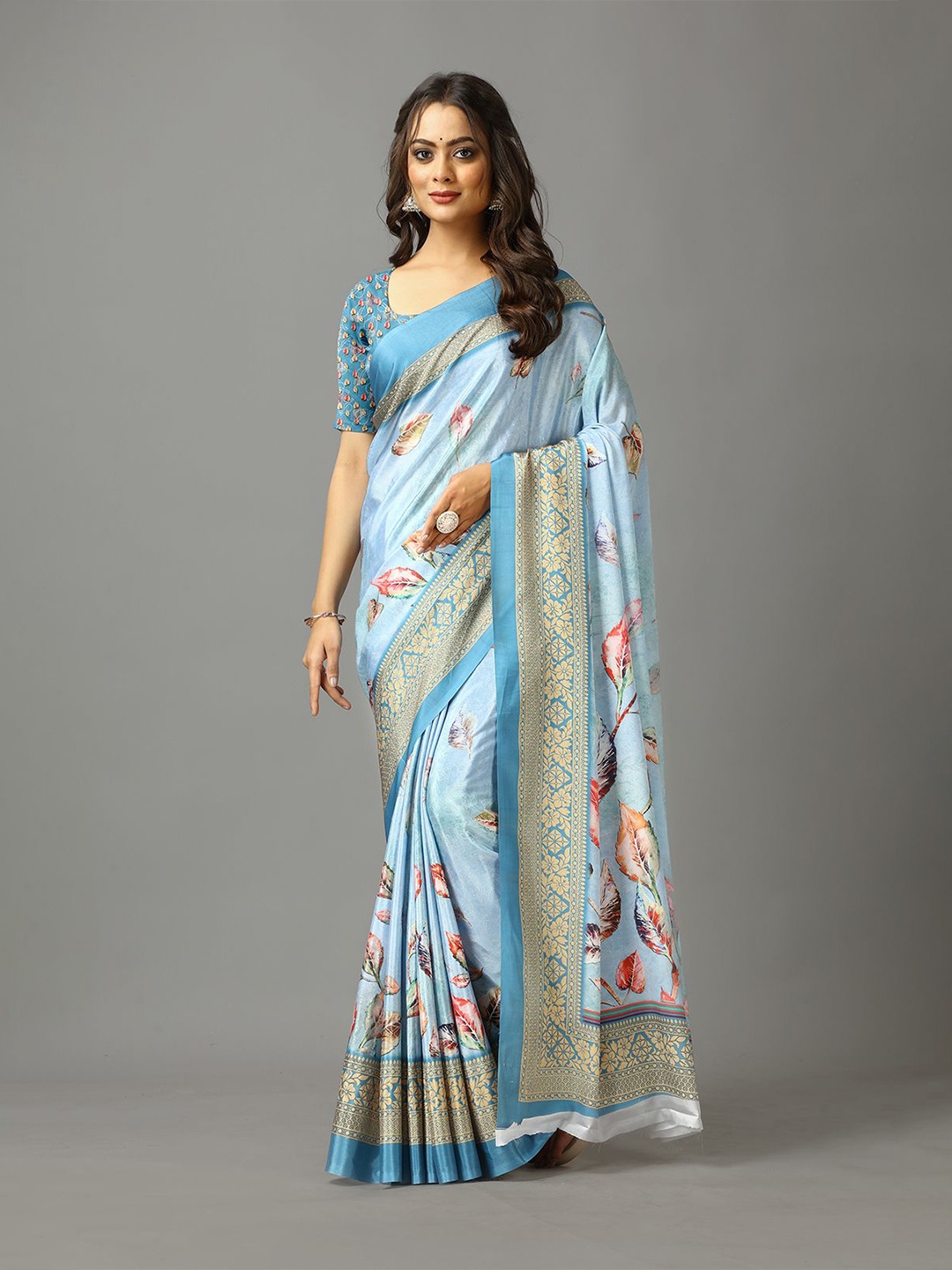 

VIRENDRA TEXTILES Women Ethnic Motifs Printed Saree, Blue