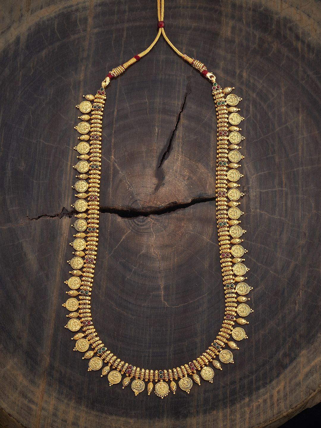 

Kushal's Fashion Jewellery 92.5 Sterling Silver Victorian-Plated Stone Studded Necklace, Gold