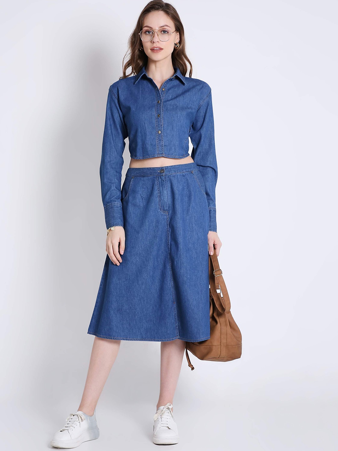 

French Theory Denim A Line Skirt, Blue