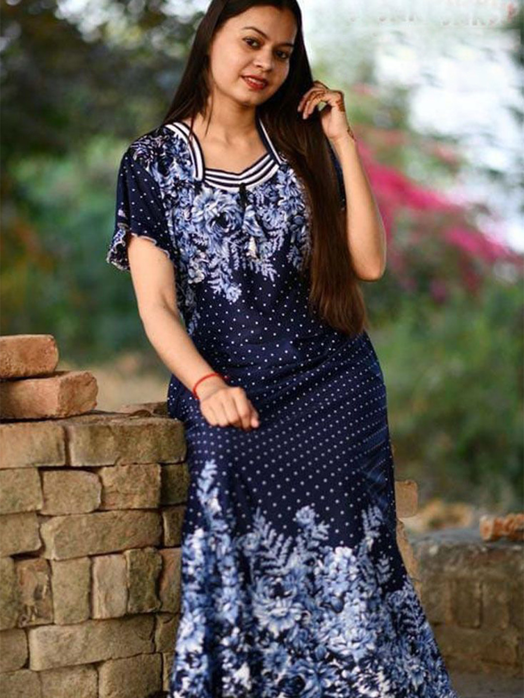 

PR PINK ROYAL Printed Maxi Nightdress, Blue
