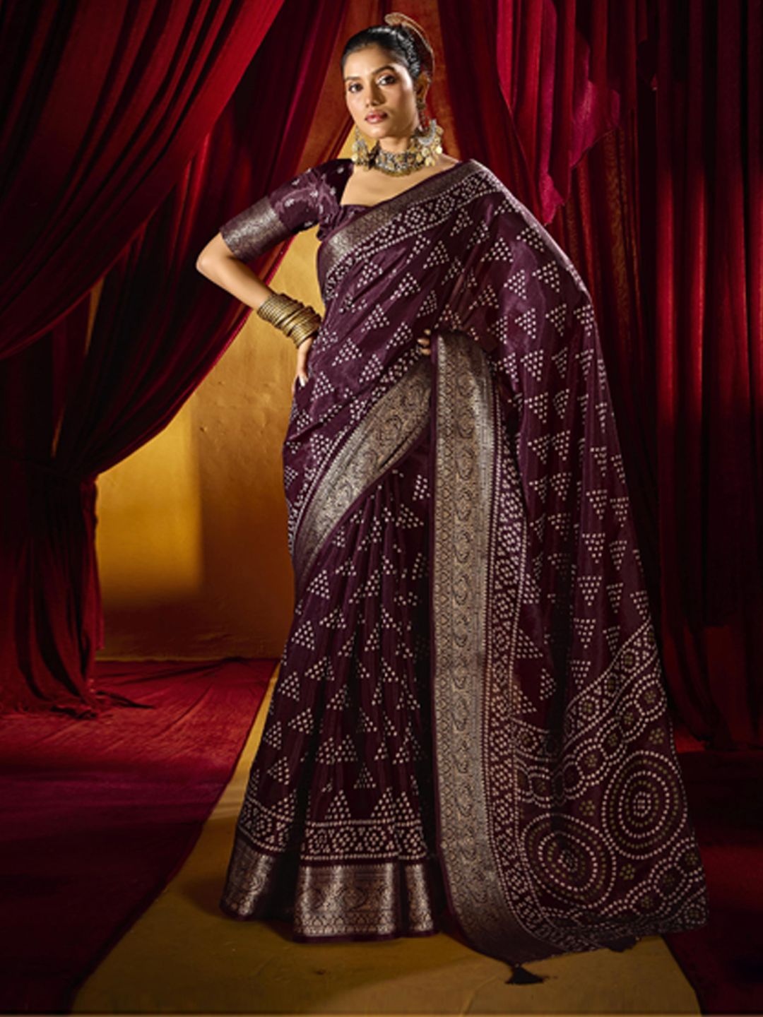 

SANSKAR Woven Design Zari Silk Blend Designer Kanjeevaram Saree, Burgundy