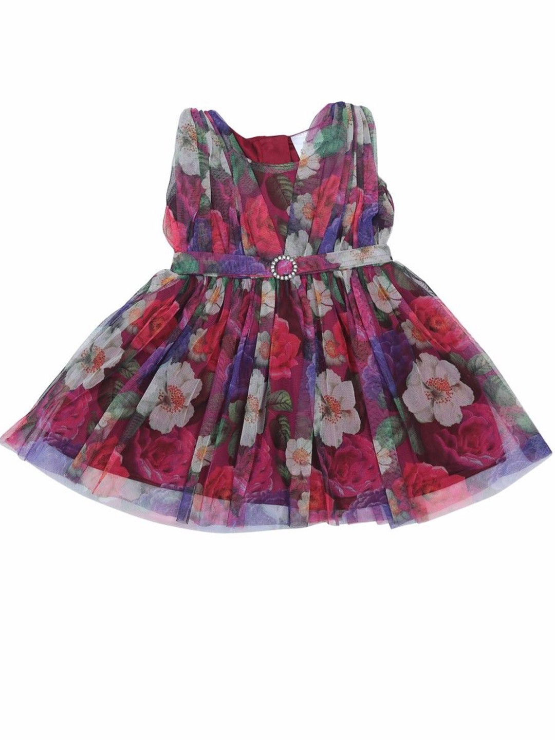 

Doodle Girls Floral Printed Round Neck Fit & Flare Dress, Multi