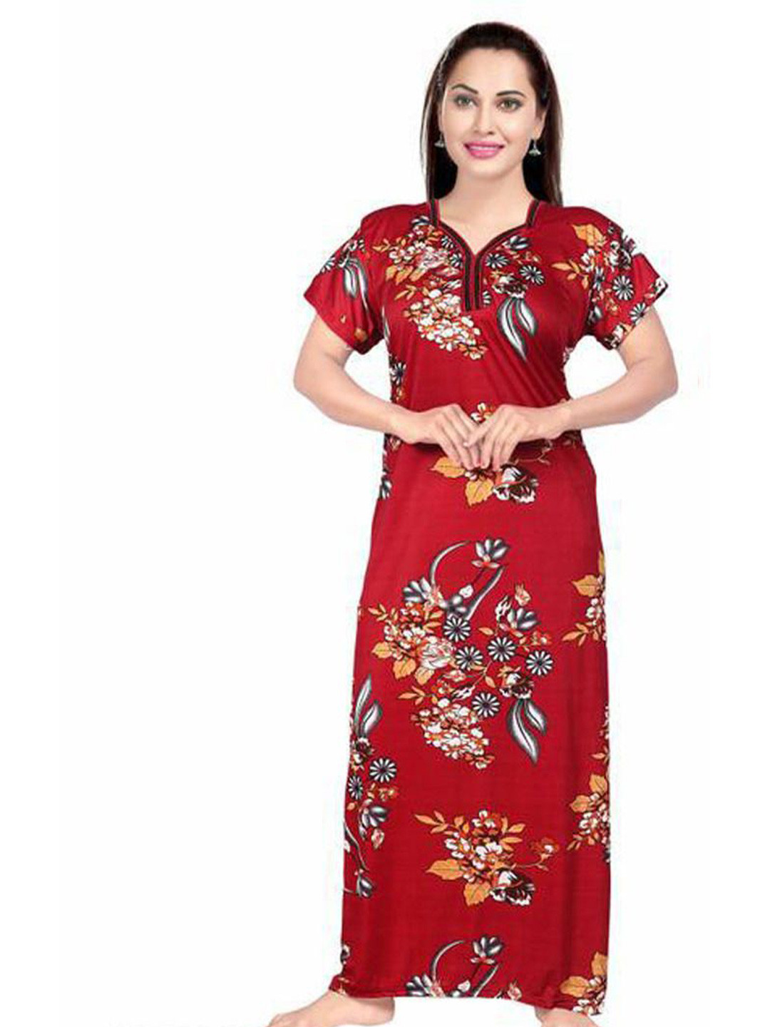 

PR PINK ROYAL Printed Maxi Nightdress, Red