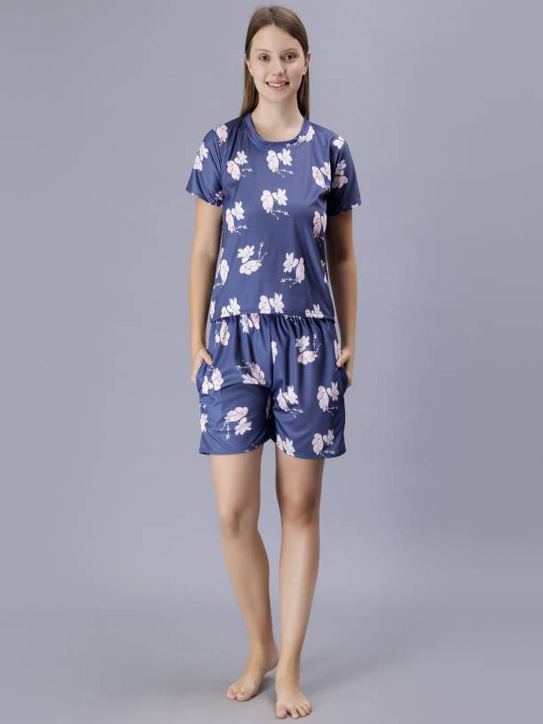 

Dreambe Women Printed Night suit, Blue