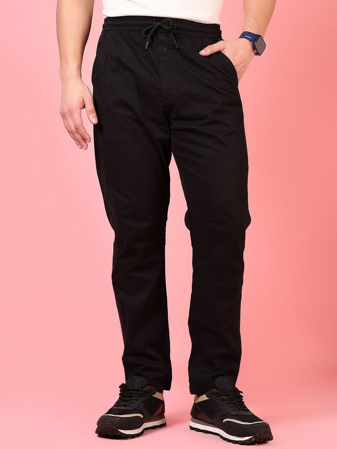 

V-Mart Men Cotton Track Pants, Black