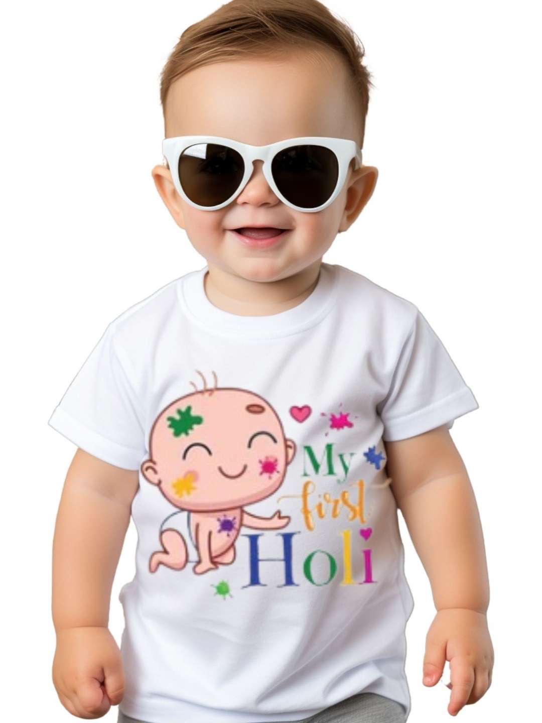 

itsmycostume Unisex Kids My First holi tshirts, White