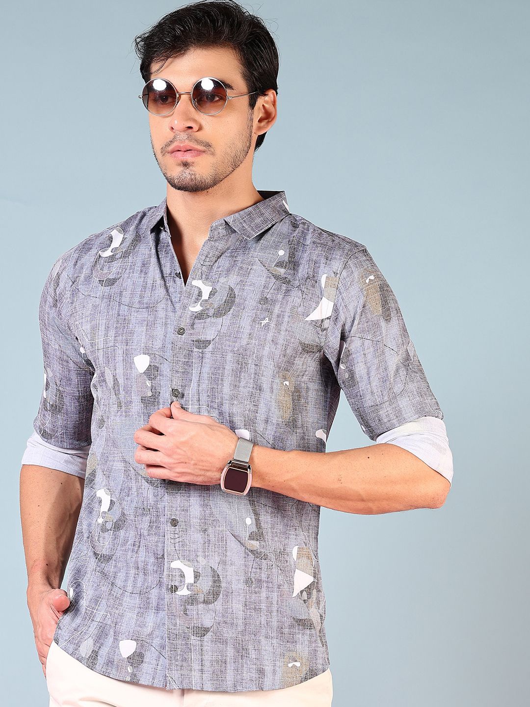 

V-Mart Men Opaque Printed Casual Shirt, Blue