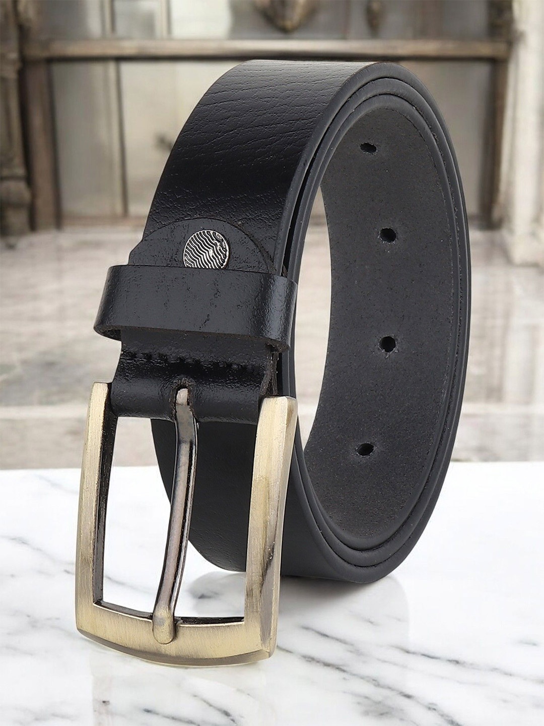 

Metronaut Men Textured Leather Belt, Black