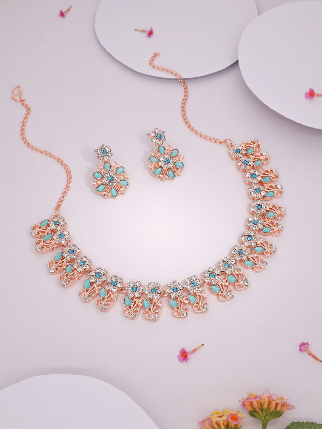

Anouk Gold-Plated Artificial Stone Studded Necklace With Earrings