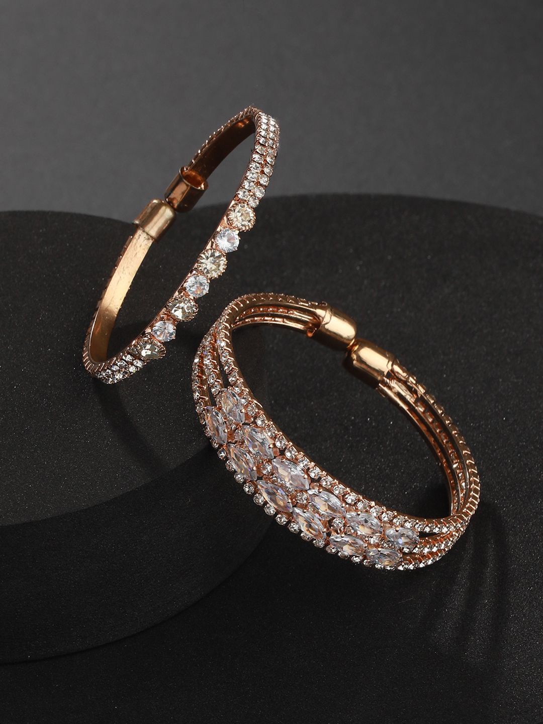 

Anouk Women 2 Crystals Handcrafted Rose Gold-Plated Cuff Bracelet