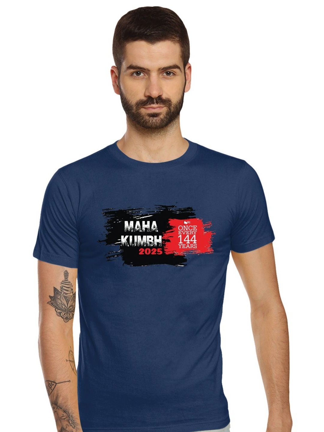 

Tantra Men Printed Applique T-shirt, Navy blue