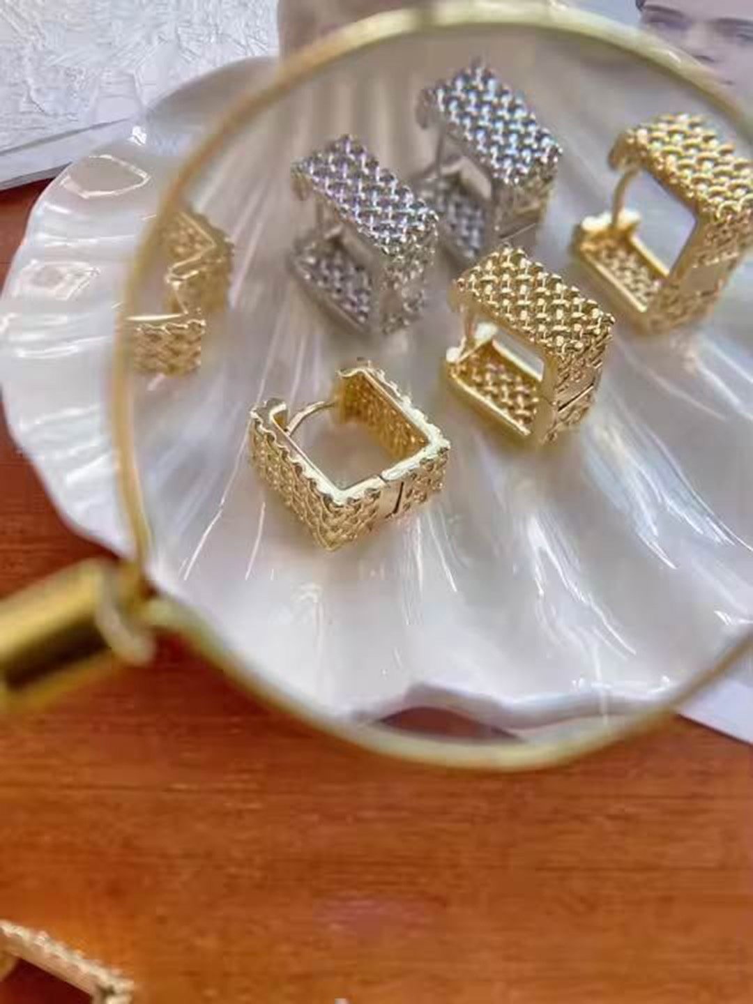 

DKane Designs Gold-Plated Geometric Shaped Hoop Earrings