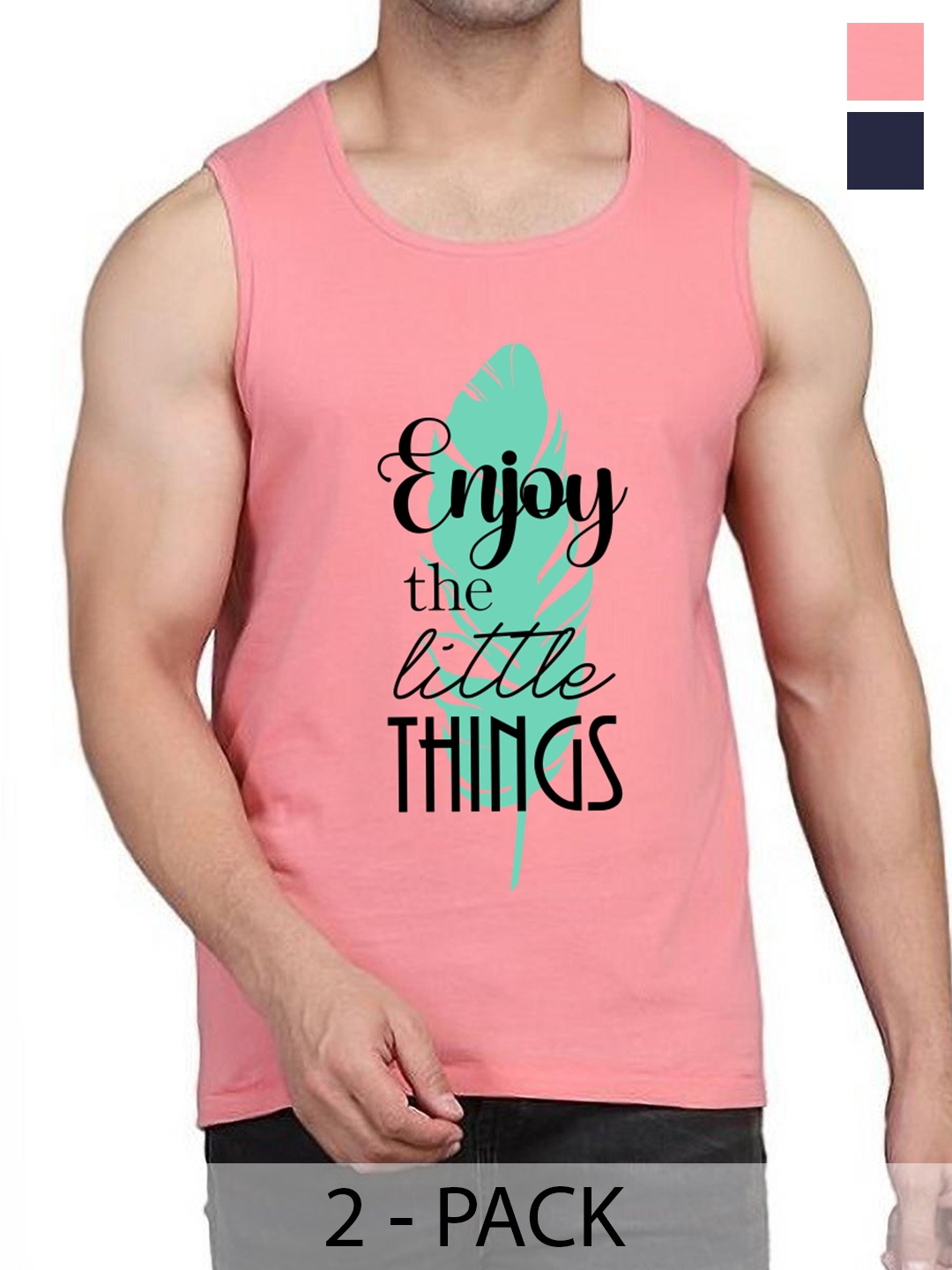

WOOSTRO Pack Of 2 Printed Gym Vests RS26 (ENJOY PEACH)(MORE NAVY)