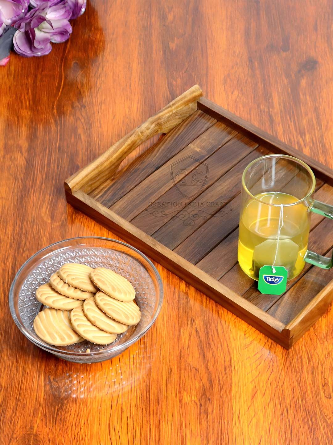 

Creation India Craft Brown 2025 Wood 1 Pieces Easy to Clean Serving Tray