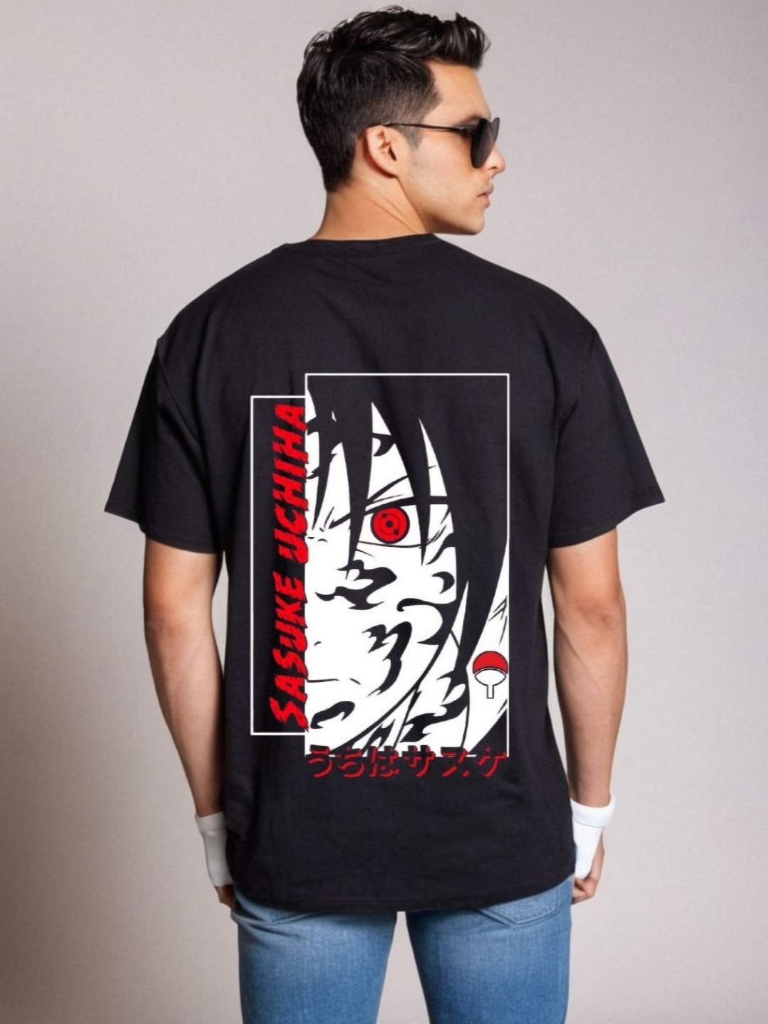 

Be Crazy Men Naruto Graphic Printed Round Neck Cotton Relaxed Fit T-shirt, Black